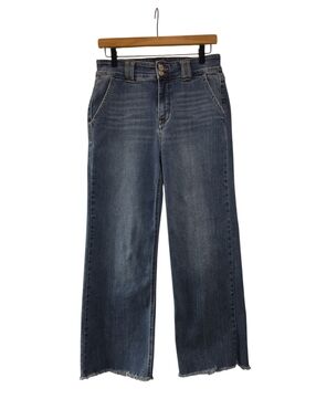 Judy Blue, Wide Leg Jeans, Stretchy, Frayed Hemline, Women's Sz 9/29, L- 38 Inch